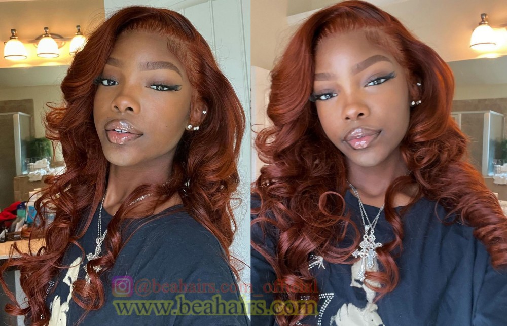 Copper brown color loose wave Skin Melt HD Lace Ready to
